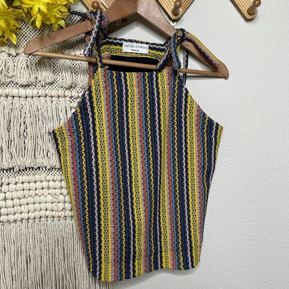 Madewell Texture & Thread Tie-Shoulder Tank Top in Rainbow Crochet - Picture 3 of 9